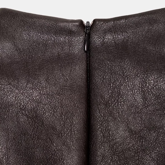 NWT Zara Brown Sleeveless mock neck Faux Leather Zip back Top - size XL - Picture 5 of 16